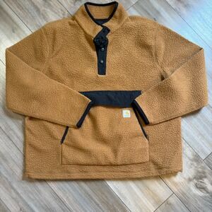 Carhartt Relaxed Fit Sherpa Fleece Snap Front Pullover Brown 104991-M Mens XL